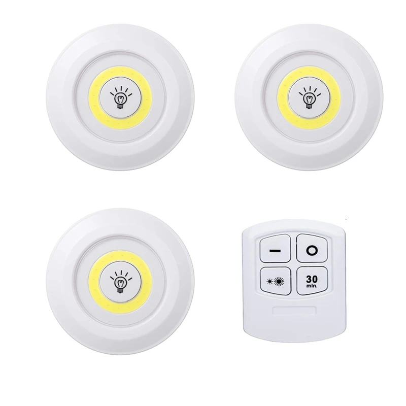 1 Controller 3 lamp 3 Вт COB Светодиодная подсветка под шкаф закрытый кран дистанционный Диммируемый на батарейках светильник ing для шкафа гардероба Лестницы прихожей ночника - Цвет: 1 Controller 3 lamp