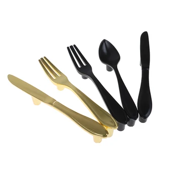 Creative Knife Spoon Fork Design Kitchen Cabinet Pull Handles Drawer Hardware Knobs Door Knob Pulls