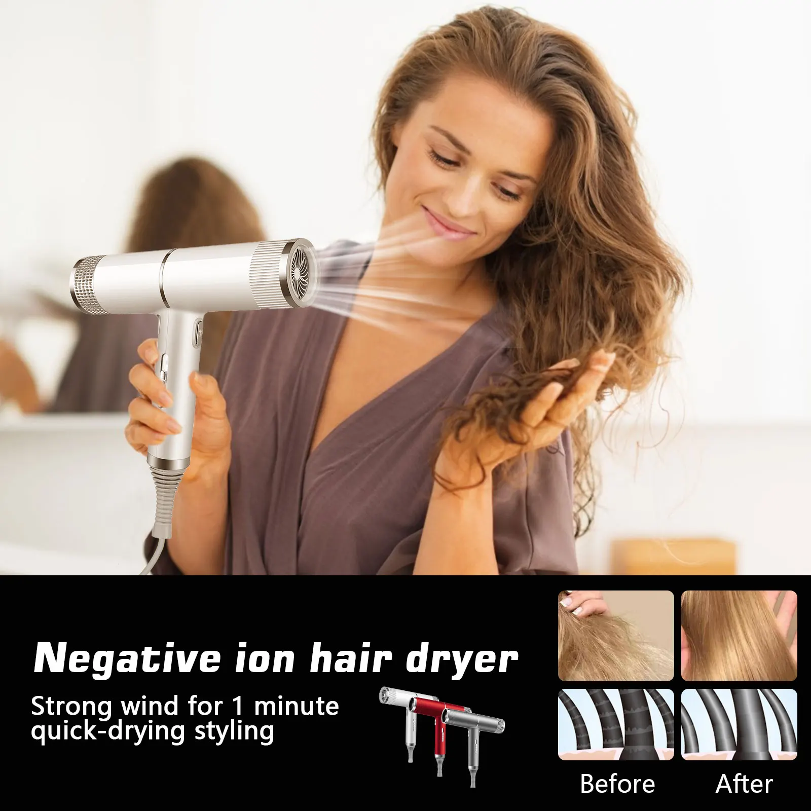 

5 In 1 Multifunctional Airwrap Blow Dryer with Comb Sepillo Anion Hair Dryer Free shipping