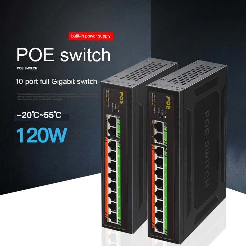 Poe-Gigabit-Switch Power-Supply Poe-Port VLAN 1000 Mbps 2uplink 8 120W Isolated Built-In