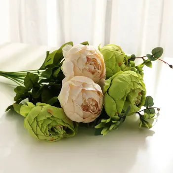

Artificial Peony 13 Heads Vintage Silk Peony Buds Flowers Bouquets Home Hotel Wedding Decoration