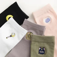 Модный красивый Творческий мультяшный вышивка Хлопковые женские носки наивысшего качества мультфильм Забавный монстр носки осень зима милые носки