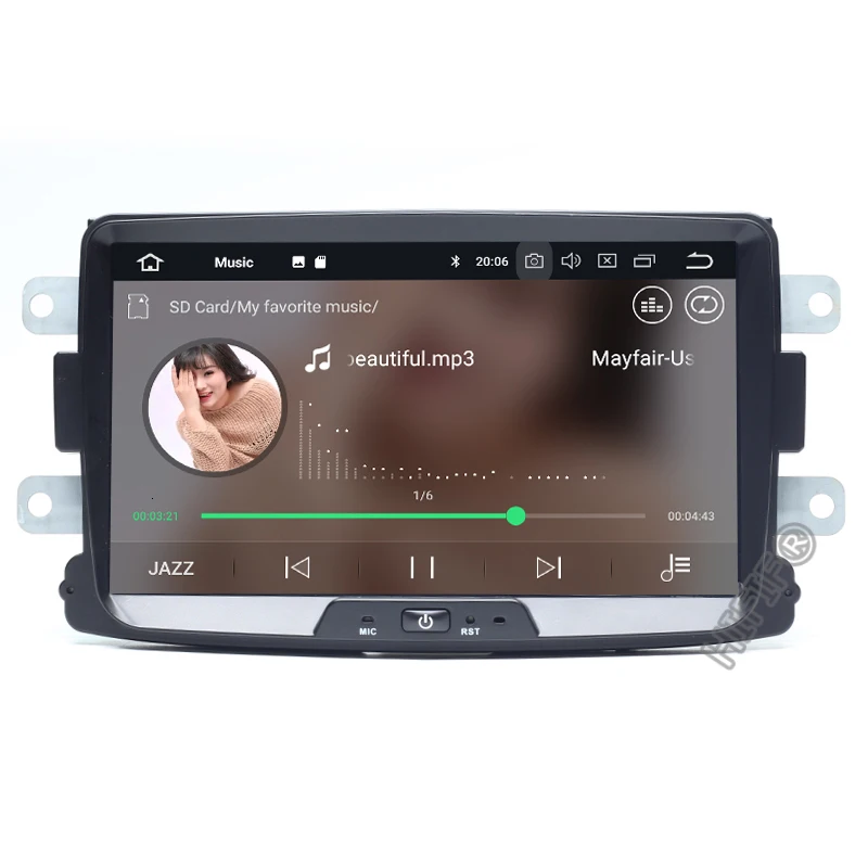 8 дюймовый Android 10 четырехъядерный автомобильный радиоприемник GPS 1Din для Renault LOGAN II