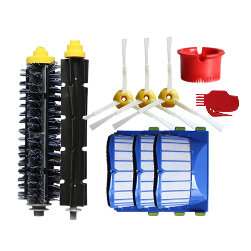 Filter Brush Kit for IRobot Roomba 600 Series Bristle & Beater Brush 3 Arms Side Brush for 620 630 650 660 Vacuum Cleaner Parts