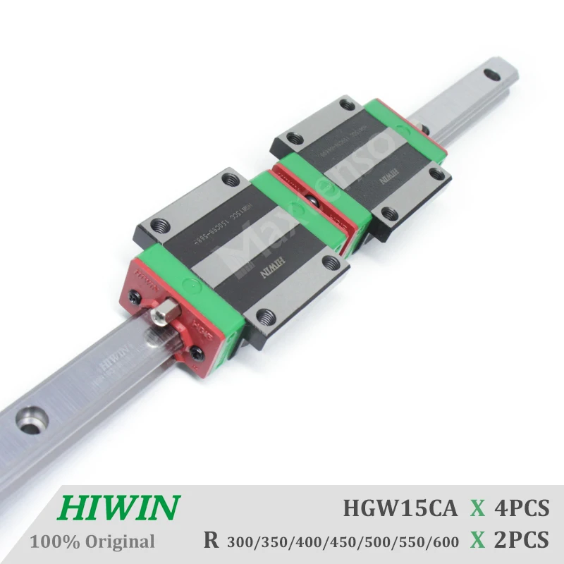 HIWIN HGW15 Linear Guide Rail and Blocks Carriage 300 350 400 450 500 550 600mm Linear Guideways Flange Type for CNC Parts