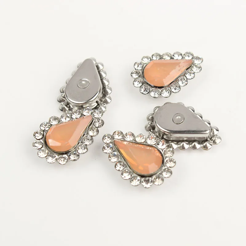 Orange Opal Silver 50 шт. Каплевидная форма цветка пришить на горный хрусталь Кристалл Flatback горный хрусталь Золотая основа с оправа, коготь DIY одежда платье - Цвет: Orange Opal Silver