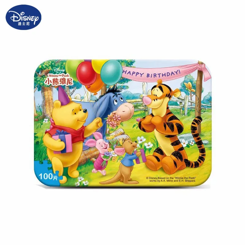 Winnie 100 шт/партия Дисней шесть принцесса "Холодное сердце" деревянные пазлы для детей день рождения развивающие игрушки машинки История игрушки Микки пазлы подарок - Цвет: Winnie