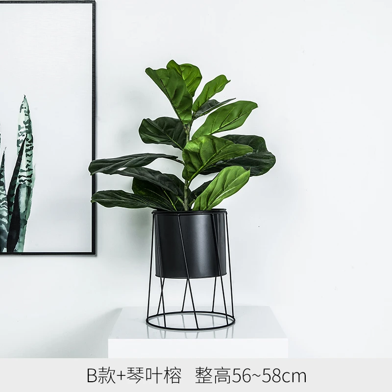 Искусство Botany земли личности большой цветочный горшок гостиной имитация зеленого растения простота современный цветок для украшения стойки - Цвет: Combination 7
