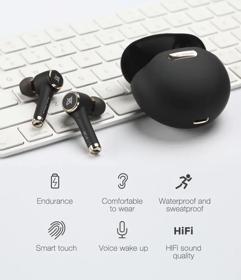AUGLAMOUR AT-1 Bluetooth 5,0 TWS беспроводные наушники Blutooth с шумоподавлением водонепроницаемые спортивные наушники zsx zs10