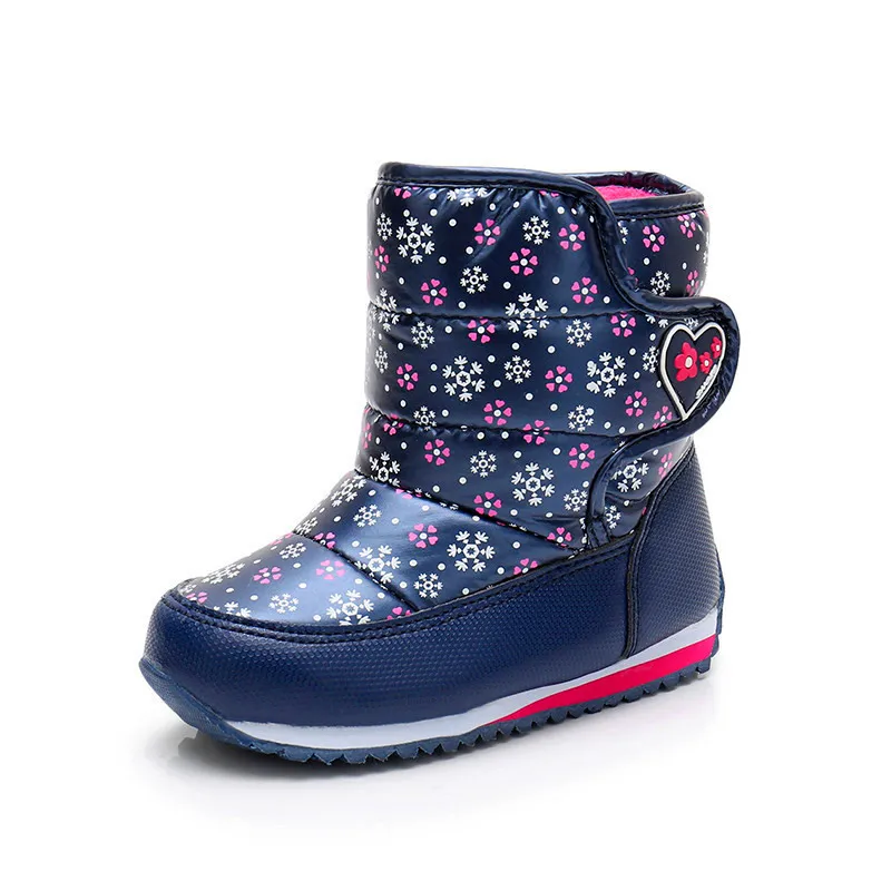 Girl Boy Winter Snow Boots Thick Natural Wool Children Style Kid Size New Design Child Ski Boots Waterproof Snow Baby Shoes - Цвет: Синий