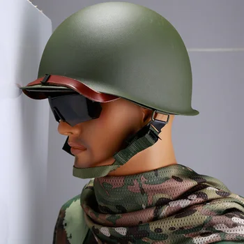 

Double Layers Portable Protective Cycling Steel Safety Equipment Outdoors Paintball Game Adjustable Army Military Helmet