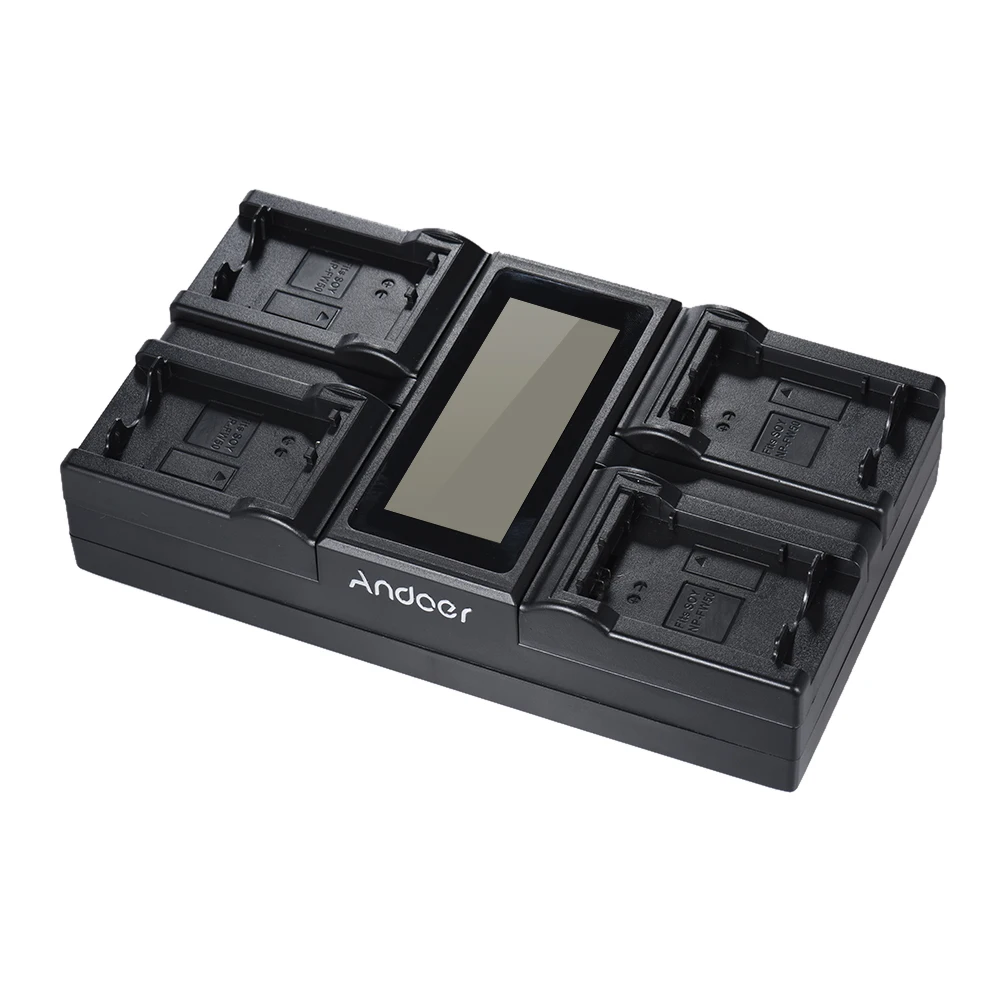 

NP-F970 4-Channel Digital Camera Battery Charger w/ LCD Display for Sony NP-F550 F750 F950 NP-FM50 FM500H QM71