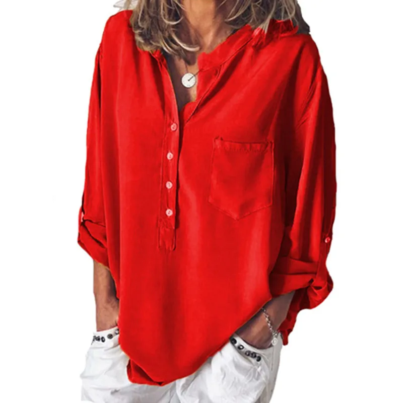 

White shirt female spring fall new women's shirt blouses long sleeve loose v-neck sexy elegant pullover tops office women shirts