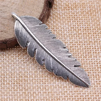 

Wecharms 20pcs 56x18mm Charms Big Size Feather Antique Silver Color Metal Alloy Jewelry DIY Accessories