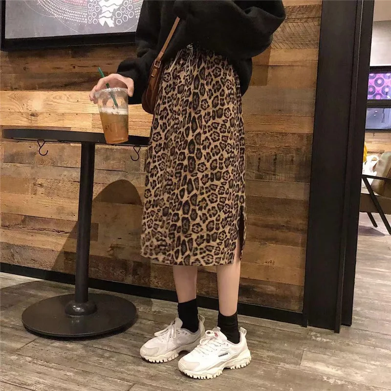 Expliciete Tall Taille Side Slit Elegante Rok 2019 Koreaanse Stijl Klassieke Retro Leopord Patroon Mid-Lengte Veelzijdige Een -Lijn Rok Expliciete Tall Taille Side Slit Elegante Rok 2019 Koreaanse Stijl Klassieke Retro Leopord Patroon Mid-Lengte Veelzijdige Een -Lijn Rok