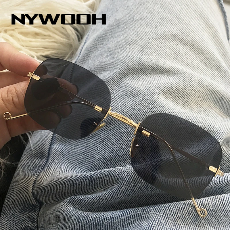 Солнцезащитные очки NYWOOH мужские и женские прямоугольные винтажные без оправы