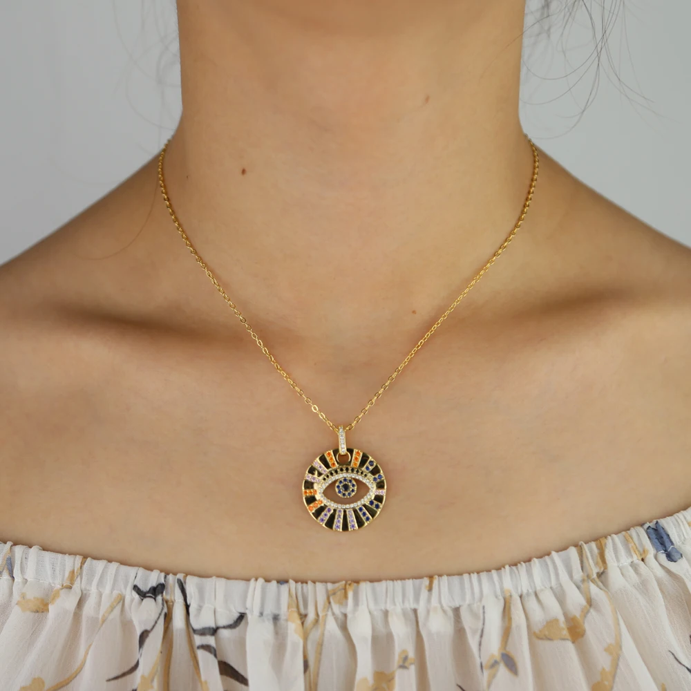 Turkish Evil Eye pendant Cats Eye Gold 
