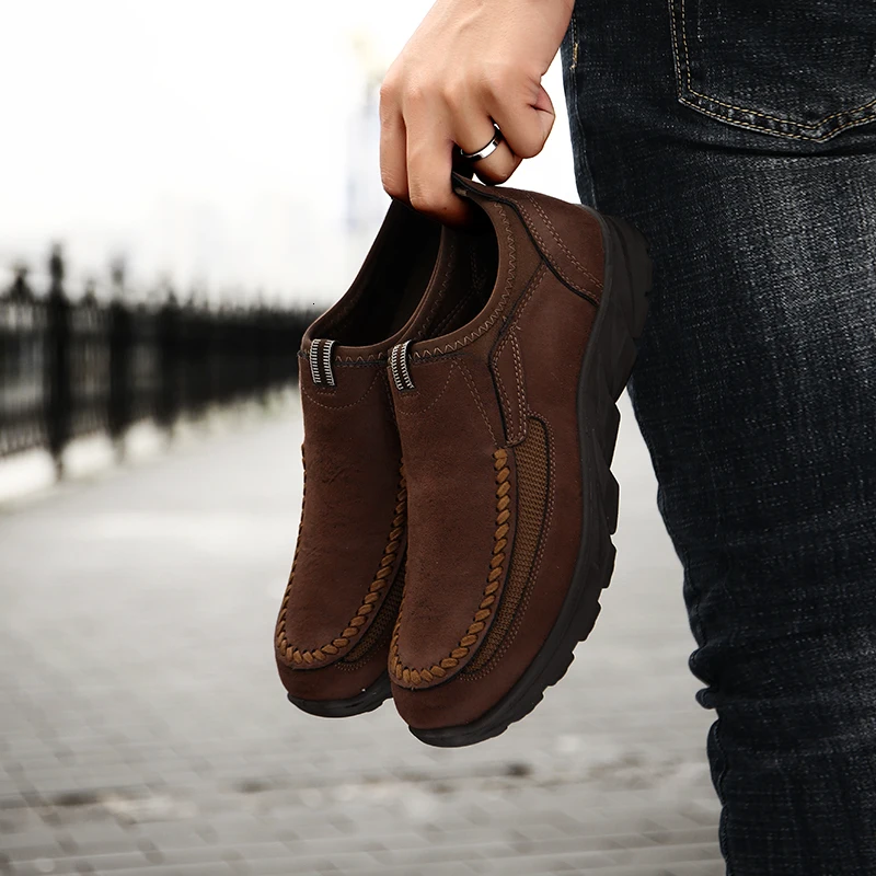 QZHSMY/ популярные мужские удобные нескользящие походные ботинки, первый слой из воловьей кожи, мужские кроссовки, пропускающие воздух походные ботинки, большие размеры