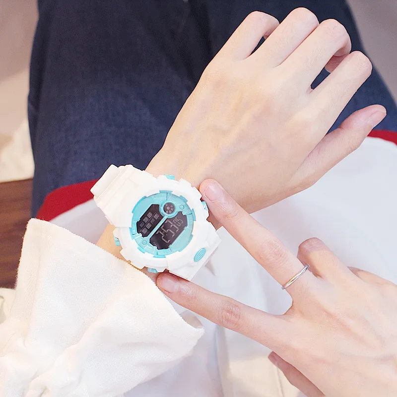 Яркие цвета аналоговые цифровые стильные детские электронные часы студенческие часы спортивные цифровые светодиодный водонепроницаемые мужские наручные часы