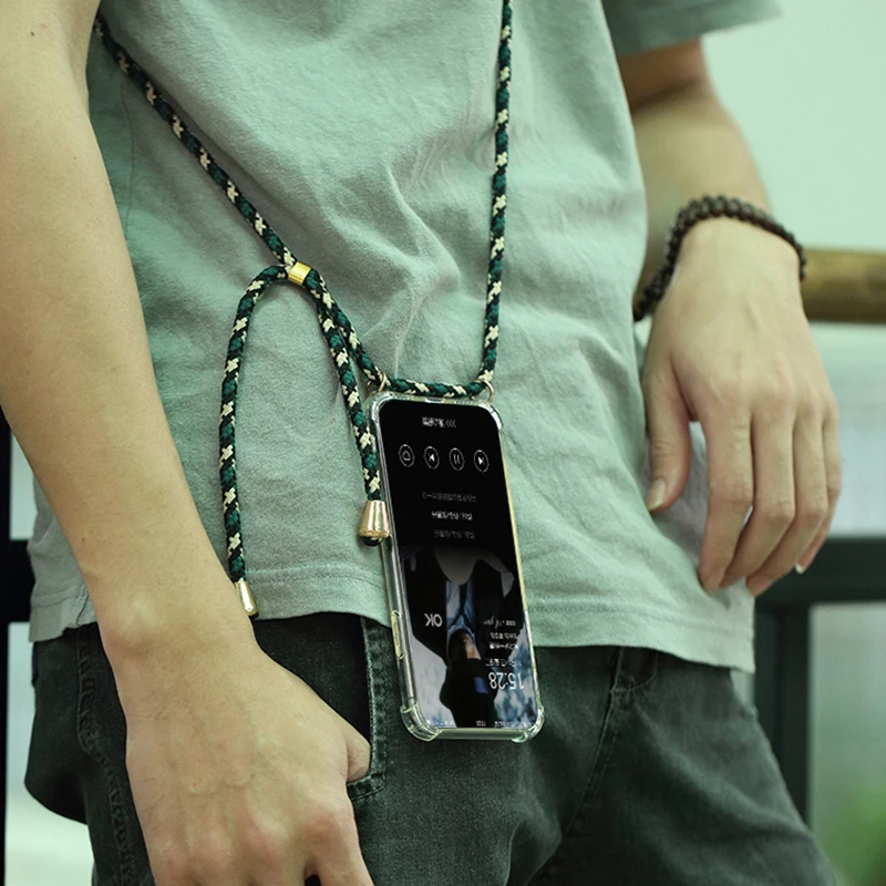 

Transparent TPU Cell Phone Case With Lanyard Chain Shoulder Neck Strap Rope Cord for Samusng Galaxy S8 9 10 PLUS Edge Note 8 9