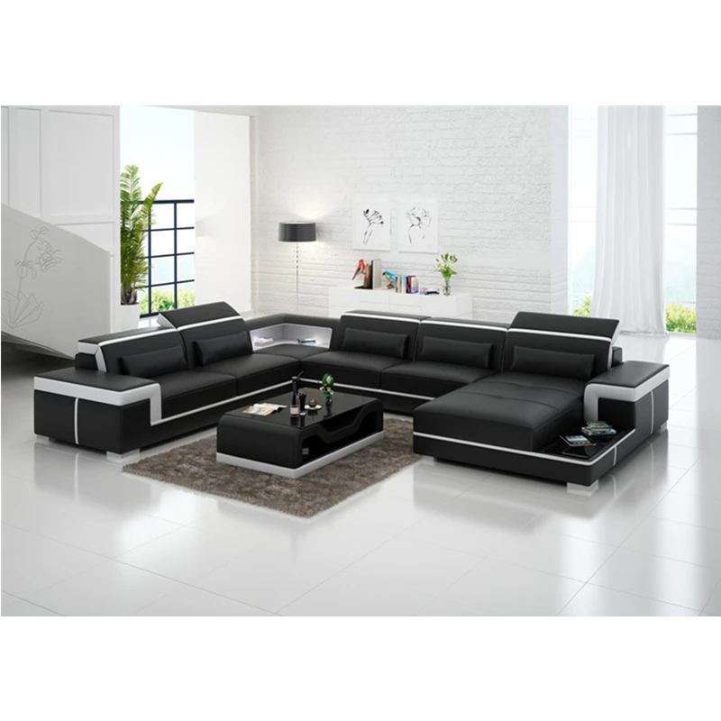 Лучшая цена, Лидер продаж, современная мебель для гостиной, секционный u-образный диван из натуральной кожи