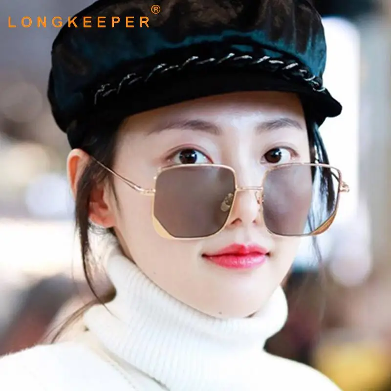 

2020 Fashion Oversized Square Sunglasses Men Women Retro Metal Frame Sun Glasses Luxury Brand Designer Female Gradient Shades