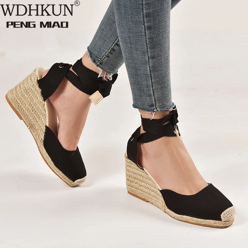

2020 Women Sandals Fashion Narrow Band Women Shoes Ankle Strap Women Wedge Shoes Female Beige Sandals Plus Size 35-43