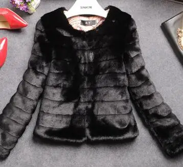 Новинка, хит, 6XL, зима, мех кролика Рекс,, осень, кожа, трава, короткое, плюшевое пальто, большой размер, для женщин - Цвет: Черный