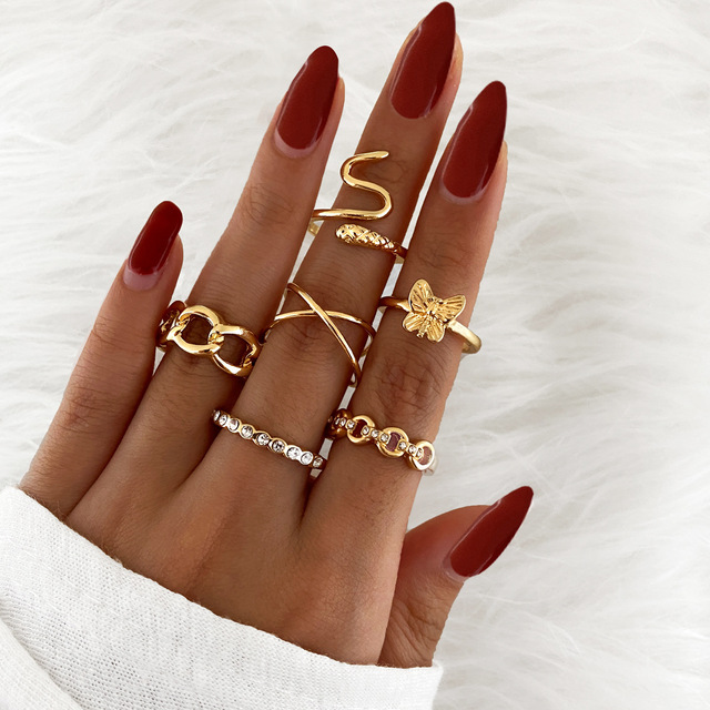 Rings Set Anillos Mujer Bague Couple Bagues Anillo Bohemian Jewellery Slytherin Accessories Couple Gift Sygnety
