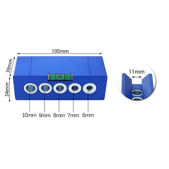 

Aluminum Alloy Woodworking 90 Degree Drill Straight Angle Guide with Horizontal Bubble 6/7/8/9/10mm Doweling Jig V-Drill Guide