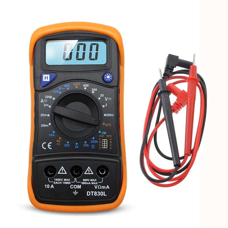 

DT850L Handheld LCD Backlight AC/DC LCD Digital Multimeter Voltmeter Ammeter Ohm Tester High Safety Portable Multimeter
