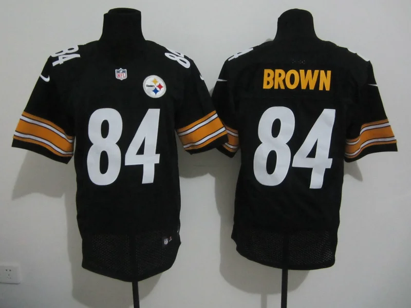 Stitiched, Питтсбург s Antonio коричневый Бен Roethlisberger Хит Миллер Джеймс Харрисон Jerome Bettis Maurkice Pouncey Jerome - Цвет: Черный