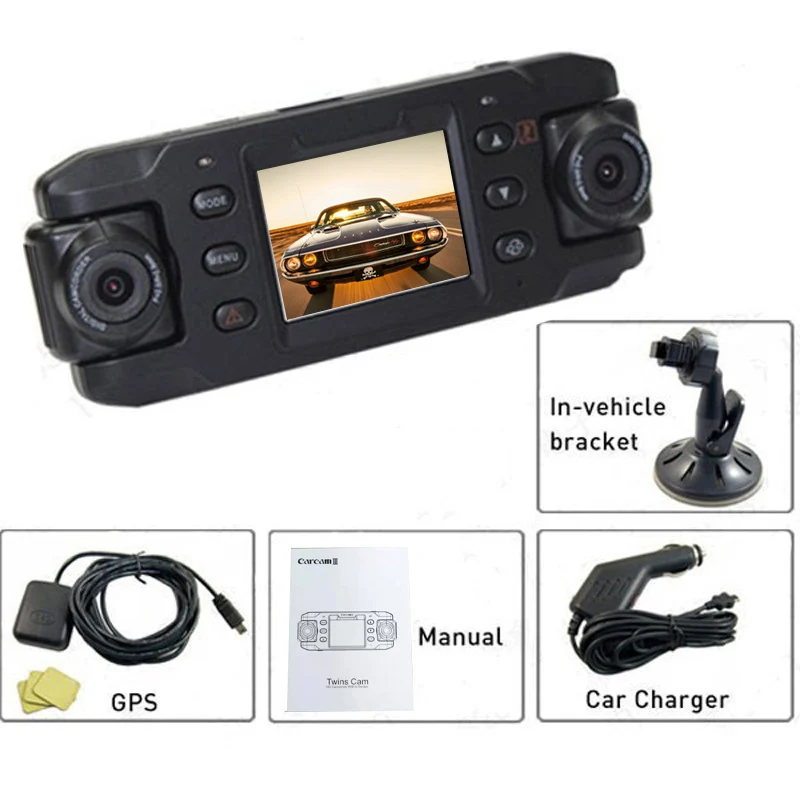 Оригинальная Автомобильная камера с двумя объективами X8000 Full HD 1080P с gps-трекером два объектива Автомобильный видеорегистратор g-сенсор CA365