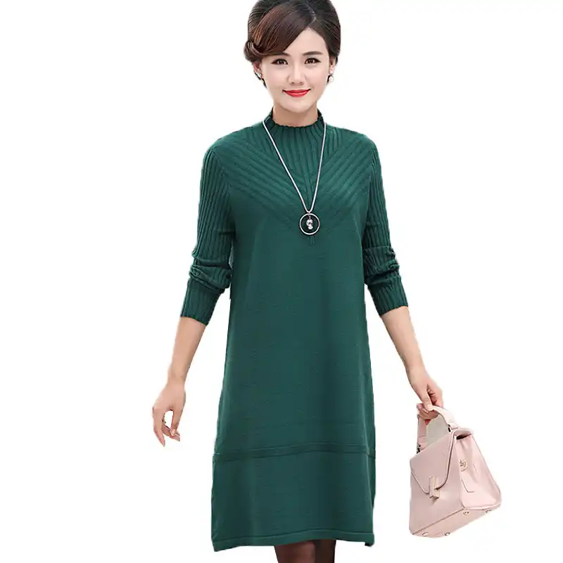 Long sleeve dresses for the elderly Clearance