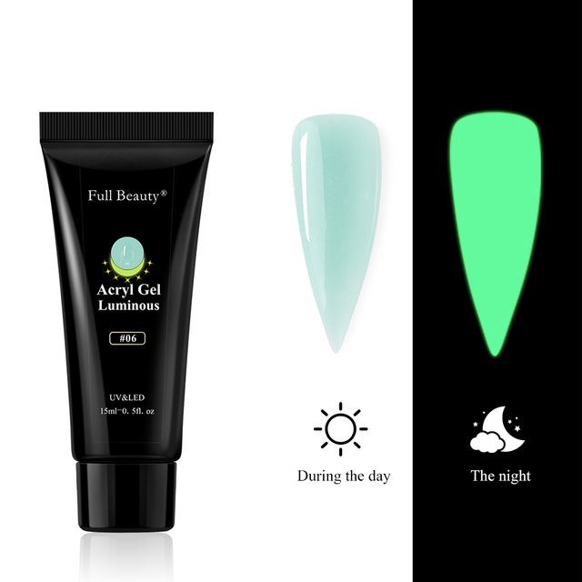 Glowing In Dark Poly UV Extension Gel Luminous Acrygel For Nail Neon Design Reflective Varnishes For Manicure Decor FB1832