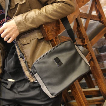 

Fashion Brand Men's single Shoulder Bag High Quality pu Leather& Canvas Messenger Bag Casual Small Cross Travel Bag