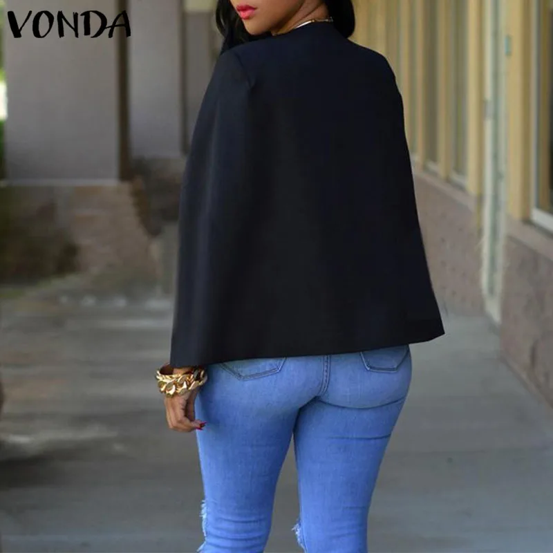 VONDA, богемные деловые костюмы, весна-осень, женские блейзеры, куртки, короткий Тонкий Блейзер с длинным рукавом, женские костюмы размера плюс