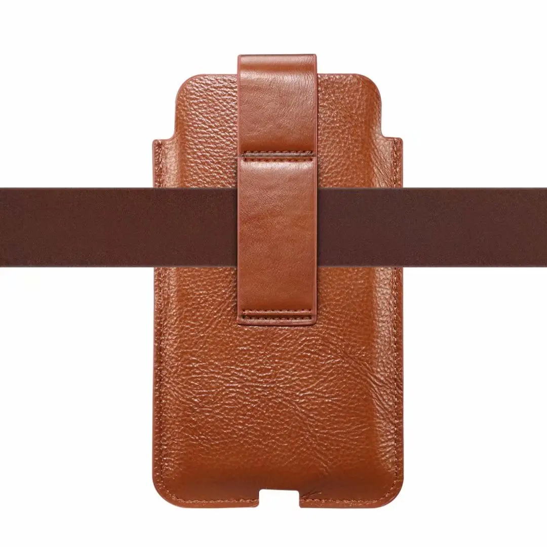capa luxuosa de couro genuíno ultra cinto de clipe bolsa masculina vertical para smartphones