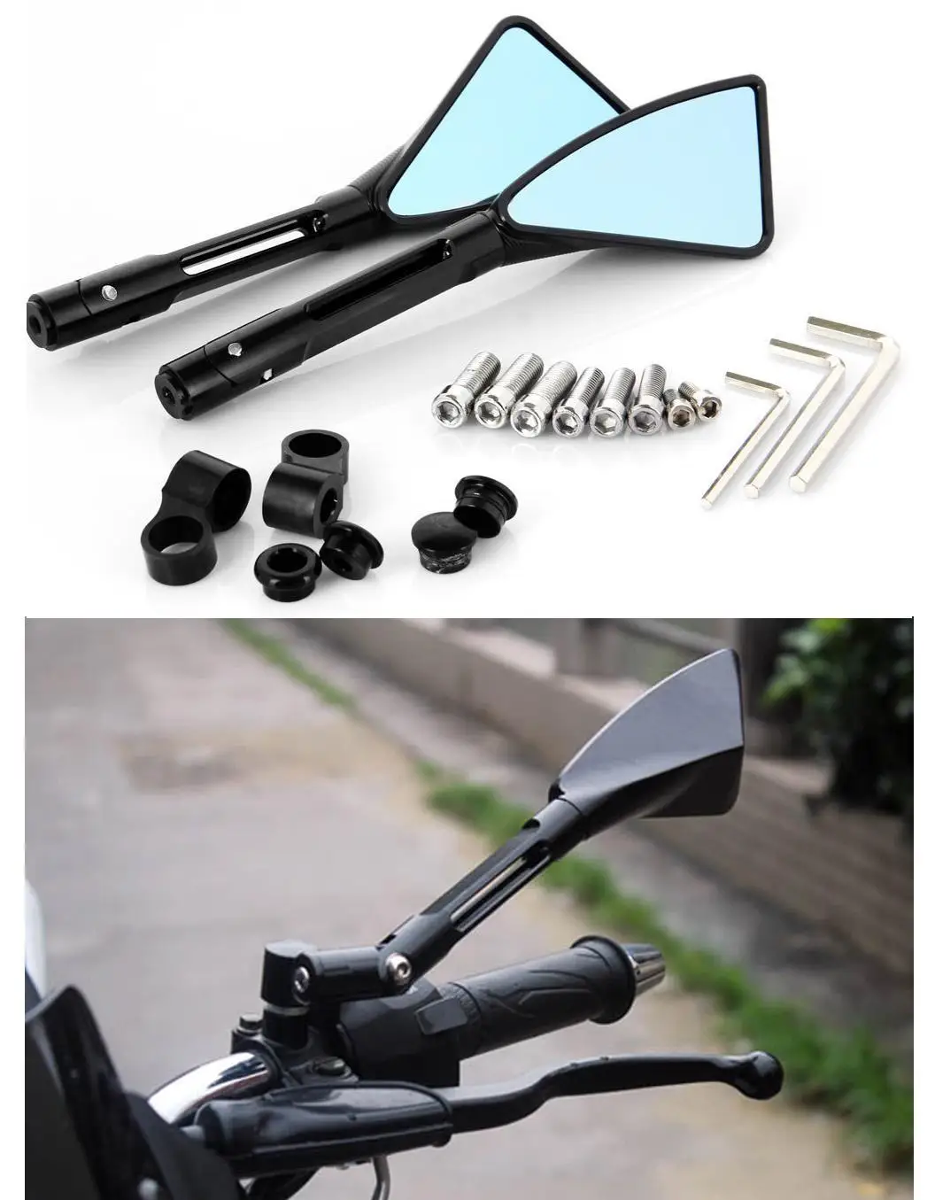 

Big Sale Full Aluminum Triangle CNC Motorcycle Rear Side Mirrors Universal Mirror For Street Bike Sport Bike Scooter CRUISER