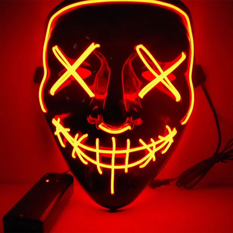 

LED Mask Cold Light Flash Grimace Fluorescent Scary Mask With The Controller Glow In The Dark Party Mask For Halloween Horror #3