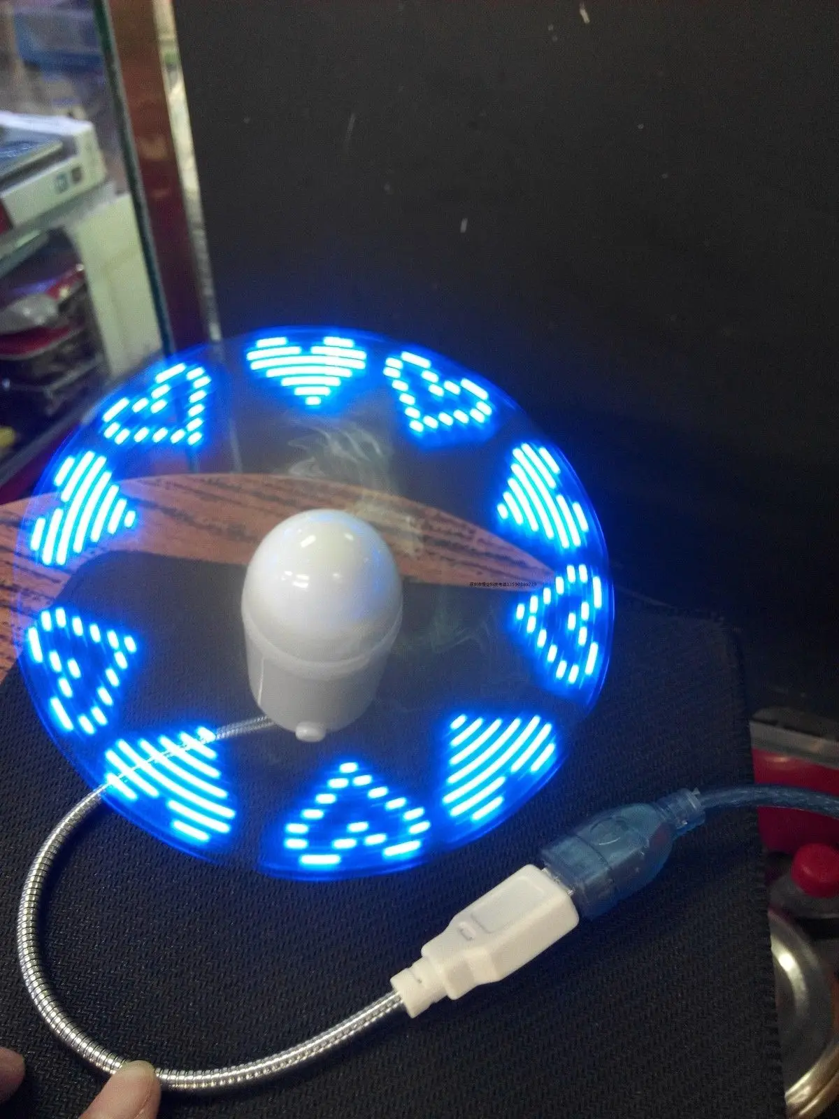 

1pc Blue Durable Adjustable USB Gadget Mini Flexible LED Light USB Fan Time Clock Desktop Clock Cool Gadget Time Display