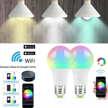 

Dimmable E27 LED Lamp RGB 9W WIFI Smart Bulb Bluetooth APP Control IR Remote Control Light Bulb 100-265V For Home Smartphone #