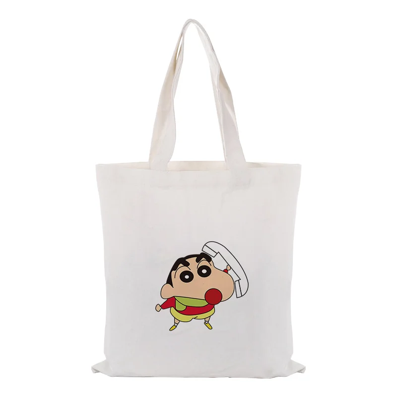 Холщовая Сумка-тоут Crayon Shin-chan ежедневное использование текста DIY пользовательский принт логотип сумка для покупок эко многоразовая утилизация