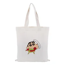 Холщовая Сумка-тоут Crayon Shin-chan ежедневное использование текста DIY пользовательский принт логотип сумка для покупок эко многоразовая утилизация