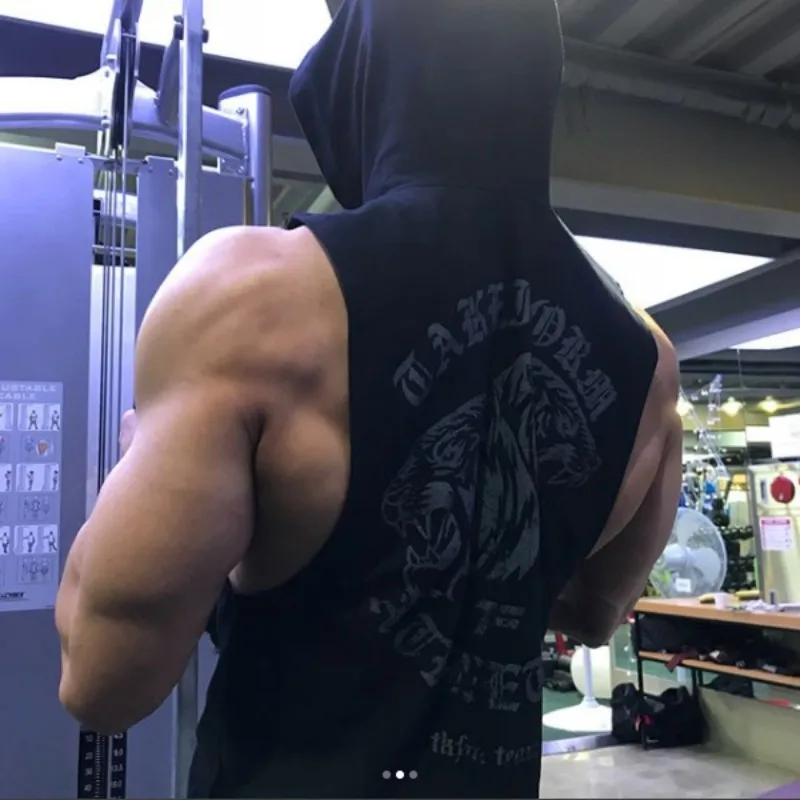 Muscle Brother, спортивный жилет с капюшоном, мужской Летний Стиль, свободный, дышащий, без рукавов, жилет для фитнеса, баскетбольная тренировка S