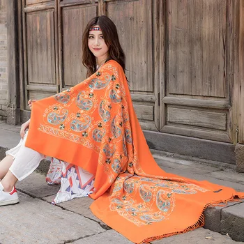 

New 2019 Scarf For Women Winter Embroidery Neck Cashmere Scarves Lady Shawl Wrap Female Foulard Blanket Tassel Bandana Femme
