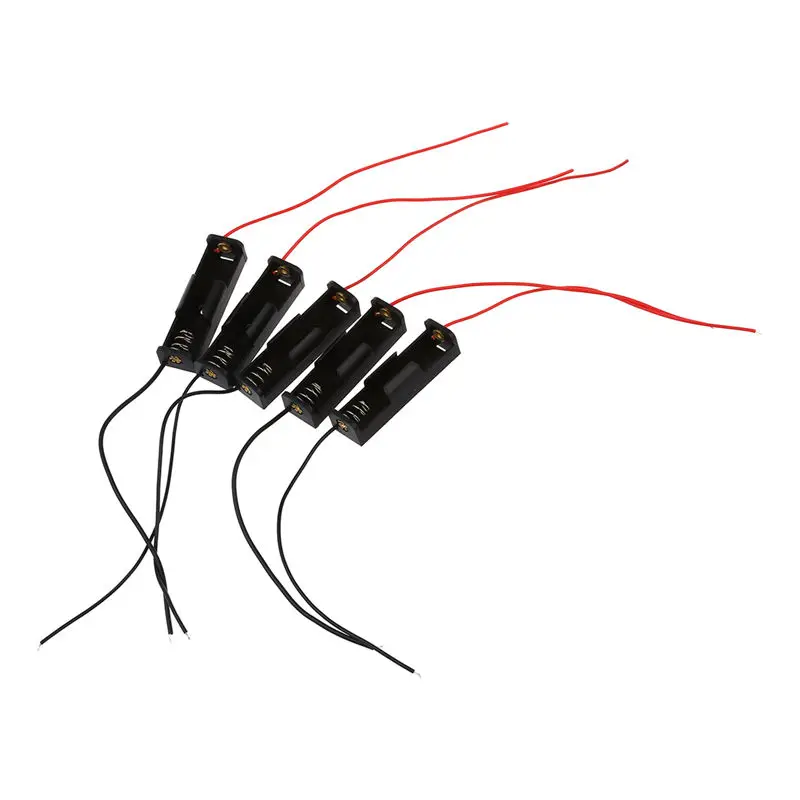 5pcs 15.2cm Wire Pipe Plastic 1 x 1.5V AAA Battery Storage Case Holder Black |