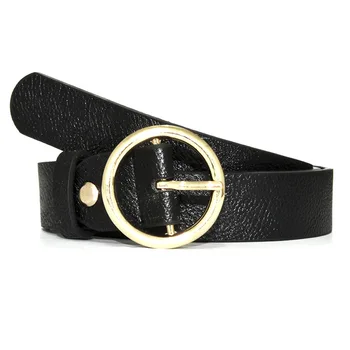 

Factory direct selling women's belt round pin buckle student belt fashion European and American style simple leather belt lady
