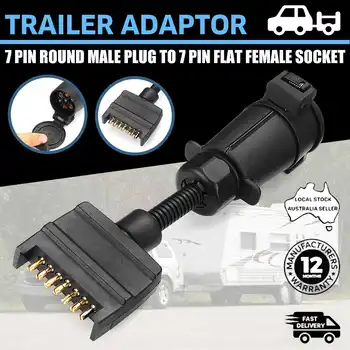 

12V 7 Pin Male to 7 Pin Flat Female ABS Trailer Connector Plug Adaptor Connector Caravan Car Lorry Caravan Trailer Connection