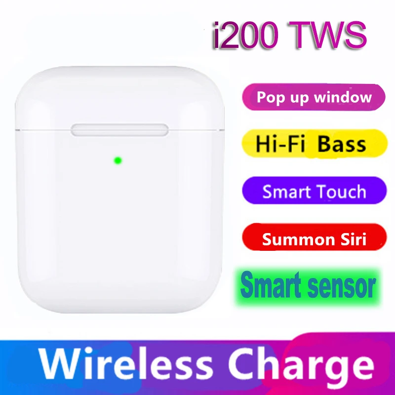 i200 1:1 w1 tws air super copy true wireless bluetooth in ear earphone 5.0 smart sensor sport earbuds pk i30 i60 i100 i500 tws